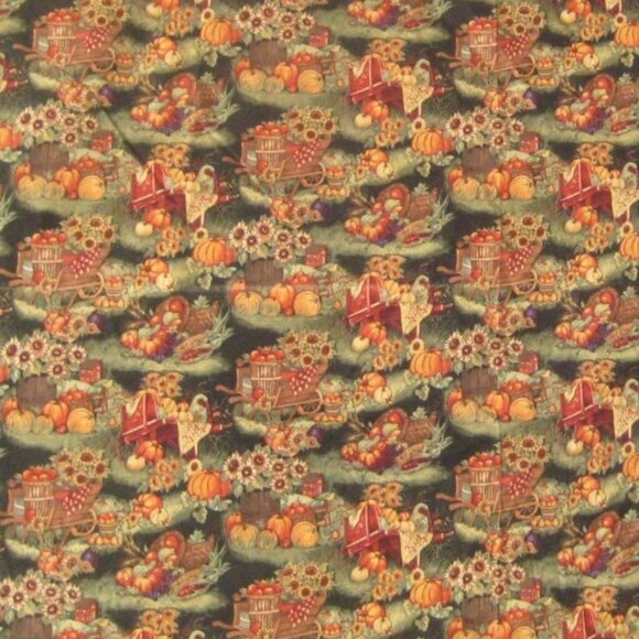 Susan Winget Wheel Barrow with Pumpkin Print Fabric Cotton Blend Printed CP39428 - Picture 1 of 11